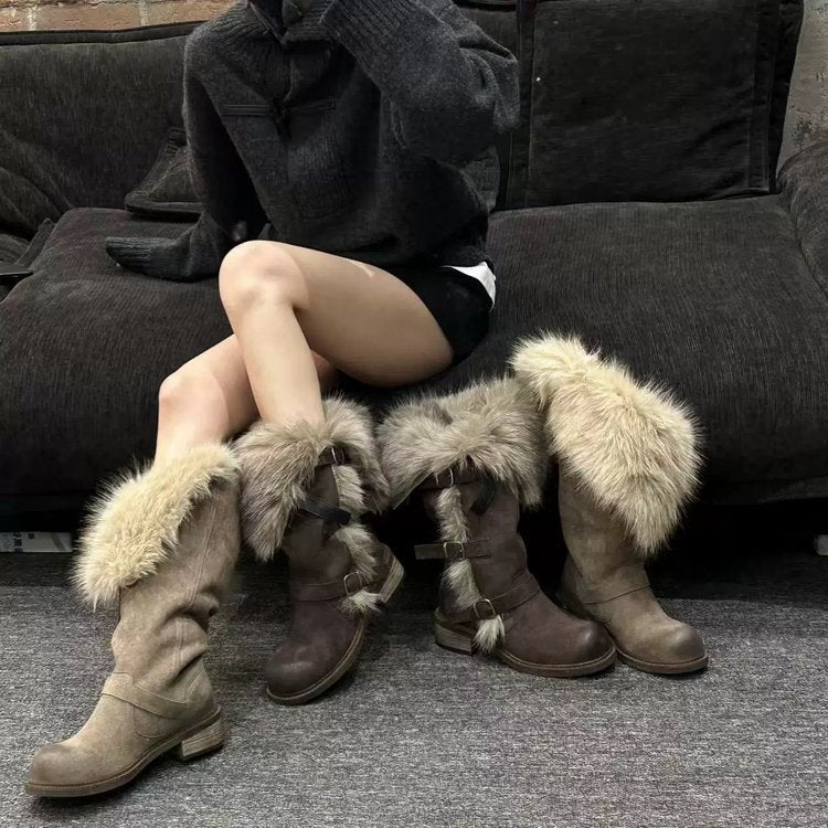 Long Female Temperament Genuine Rider Two-way Boots