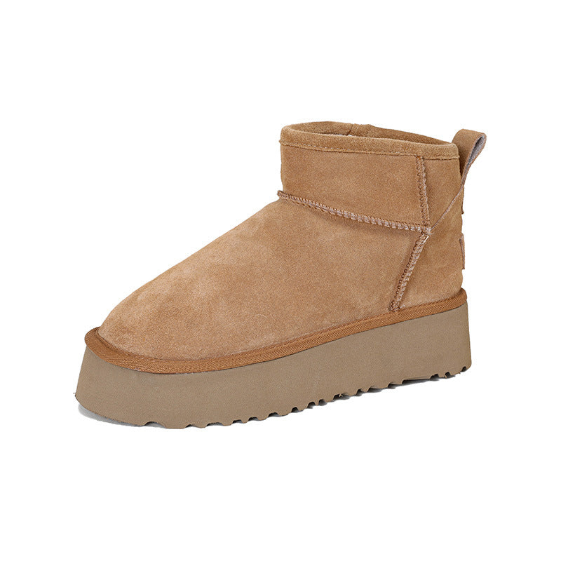 Women's Winter Round Head Thick Bottom Increased Wool Snow Boots