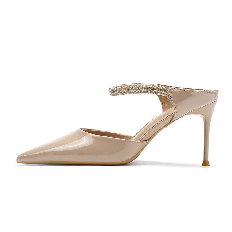 Women's Autumn Diamond Band Stiletto Adult Lady Like Woman Refined Outdoor High Heeled Sandals