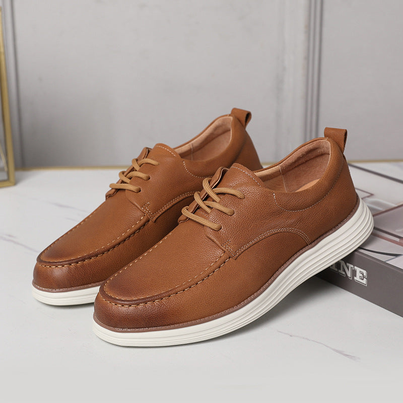 Men's Wax Frosted Cowhide Spring Light Bottom Leather Shoes