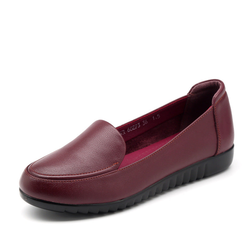 Women's Soft Bottom Elders Grandma Flat Comfort Leather Shoes
