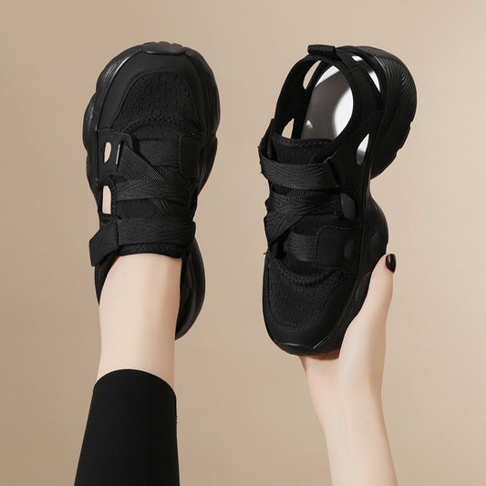 Women's Summer Korean Style Platform White Hollowed Toe Sneakers