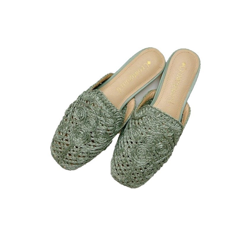 Women's Hand-knitted Vacation Idle Style Summer Hollow Flat Slippers