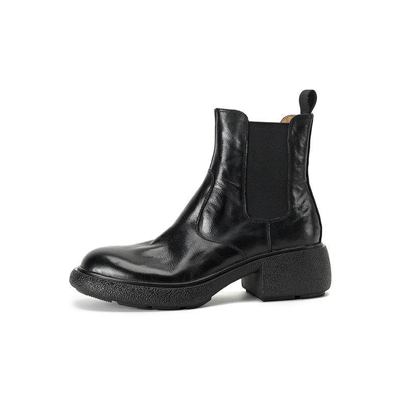 Women's Love Letter Old Chelsea British Style Martin Chunky Women's Leather Boots
