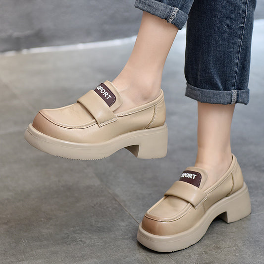 Women's Activity Price Cowhide Platform Waterproof British Style Casual Shoes