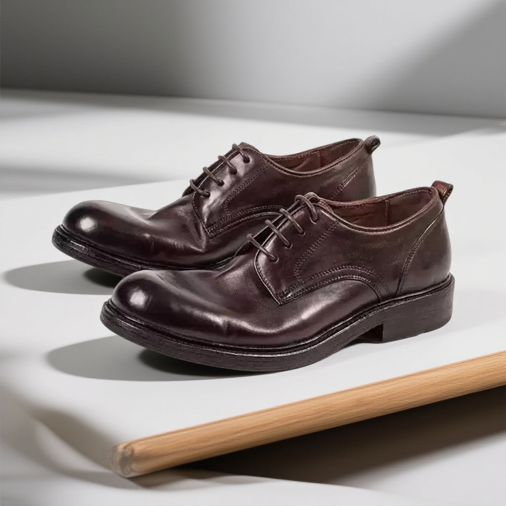Men's Vintage British Style Horse Light Luxury Men's Business Leather Shoes