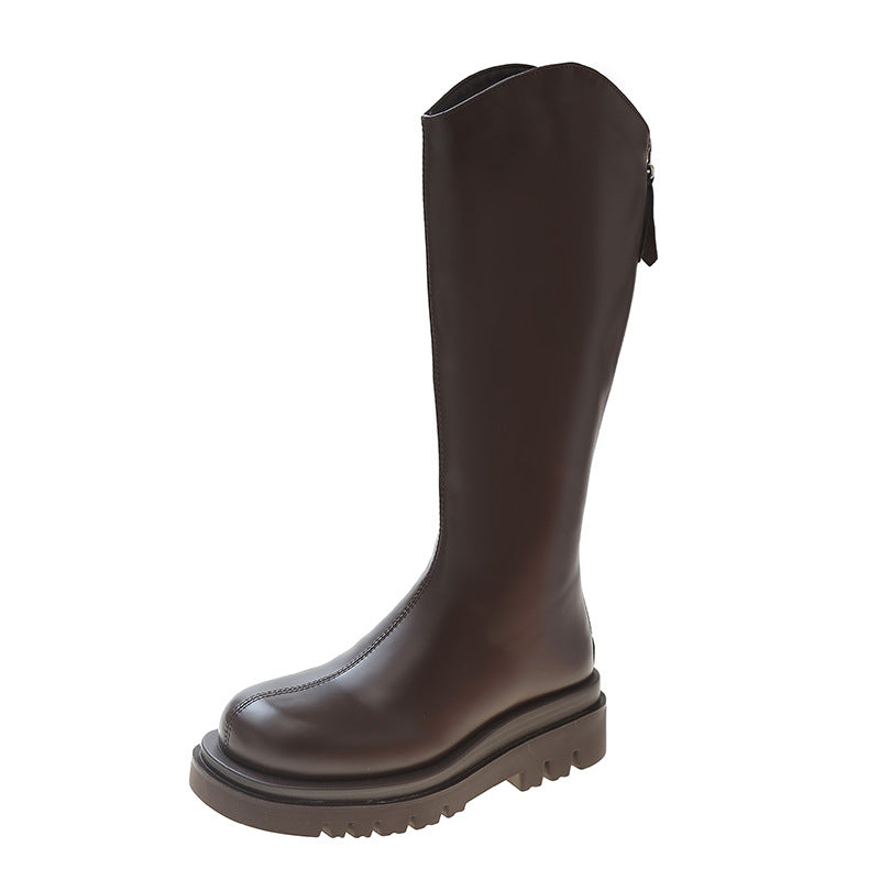 Female Fleece-lined Platform Widened Large Tube Circumference Fat Boots