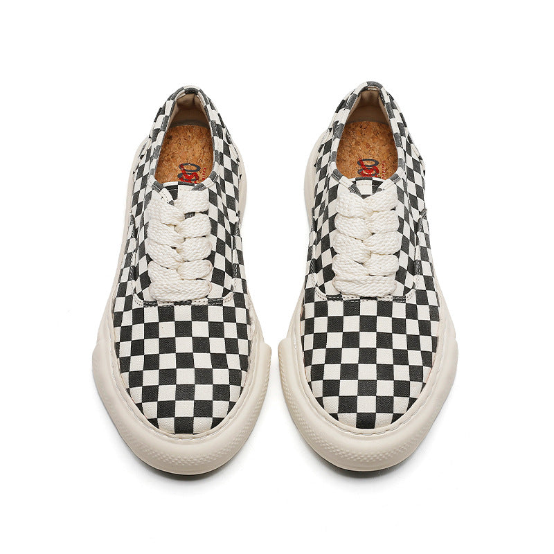 Women's & Men's Platform Chessboard Lattice Dissoed Low Top Men's Board Shoes