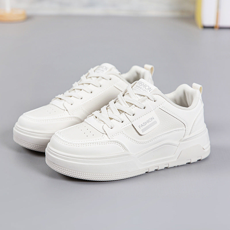 Women's White Spring Versatile Elevator German Training Casual Shoes