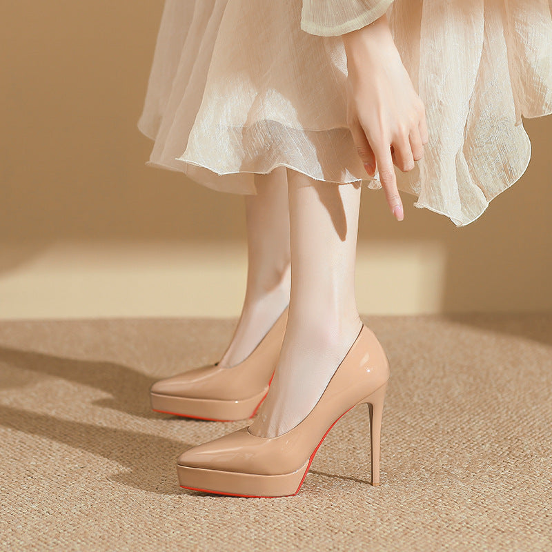 Women's High Pointed Toe Stiletto Waterproof Platform Pumps Sexy Women's Fashion Shoes