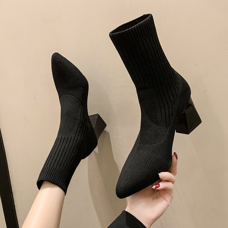 Ankle Pointed Toe Stretch Socks Fashion Boots