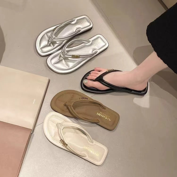 Women's Fashion Summer Outer Wear Flip-flops Flat Slippers