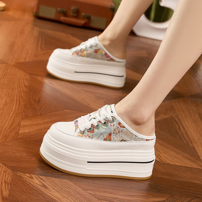Women's Wear Thick Bottom Hidden White Breathable Heels