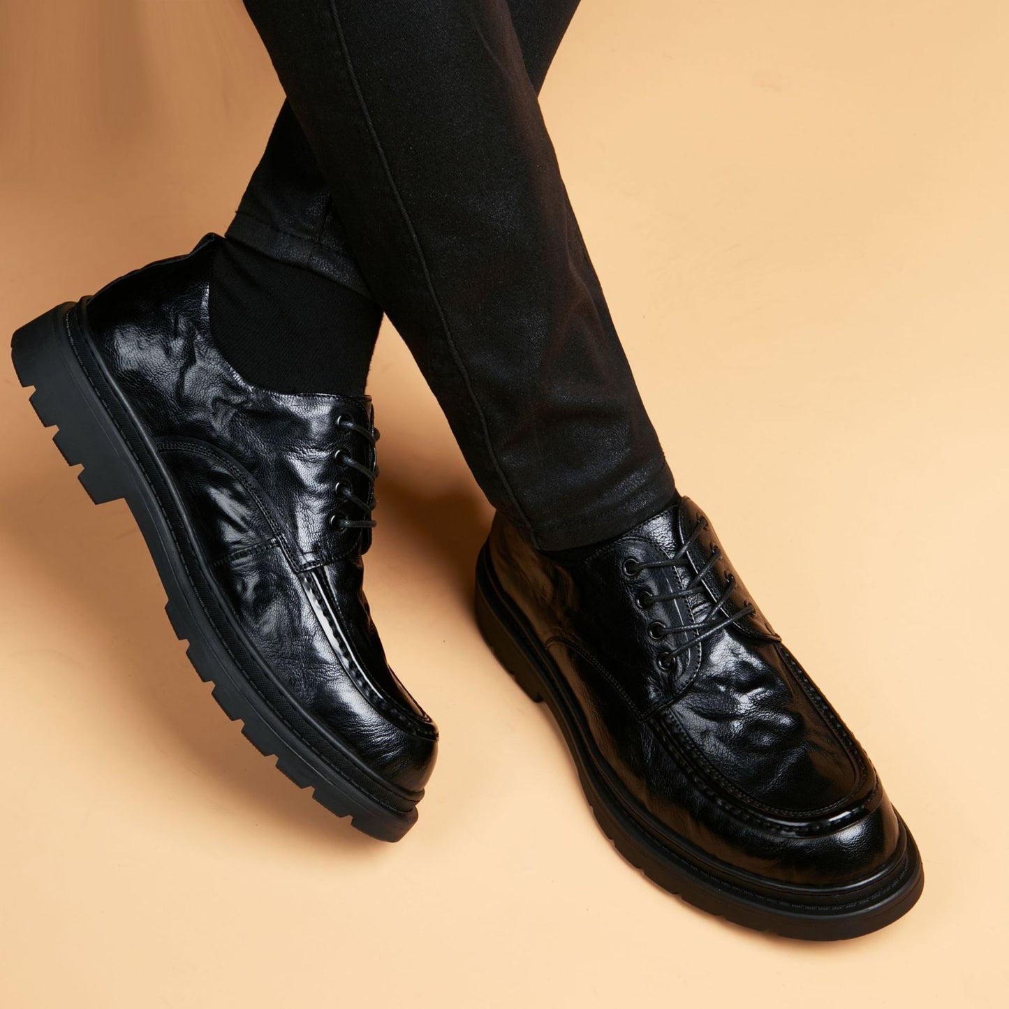 Men's British Lace Up Korean Style Fashionable Breathable Men's Business Leather Shoes