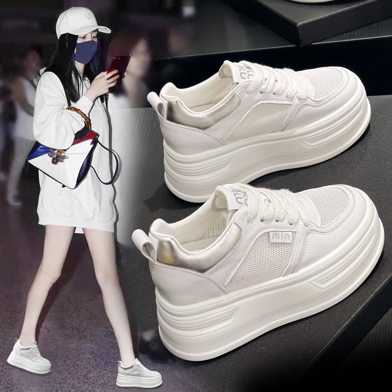 Women's Height Increasing Insole Breathable White For Platform Board Sneakers