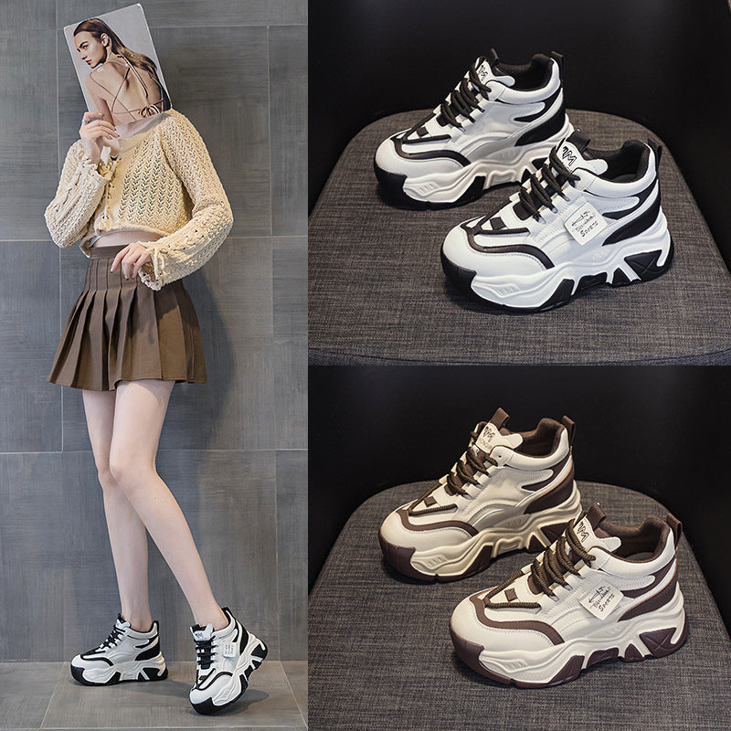 Women's Height Increasing Insole Dad Fashion Platform White Wedge Color Women's Casual Shoes