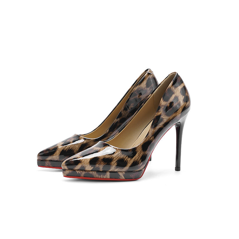 Women's Print Classy Stilettos Low-cut High French Patent Banquet Women's Fashion Shoes