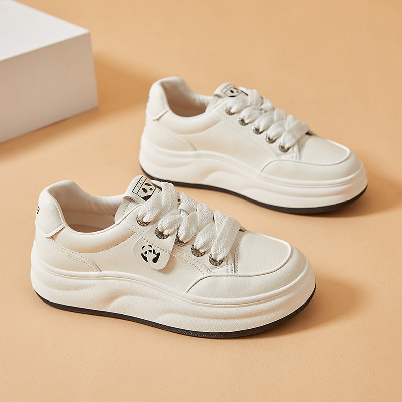 Women's Platform White Autumn Height Increasing Bread Casual Shoes