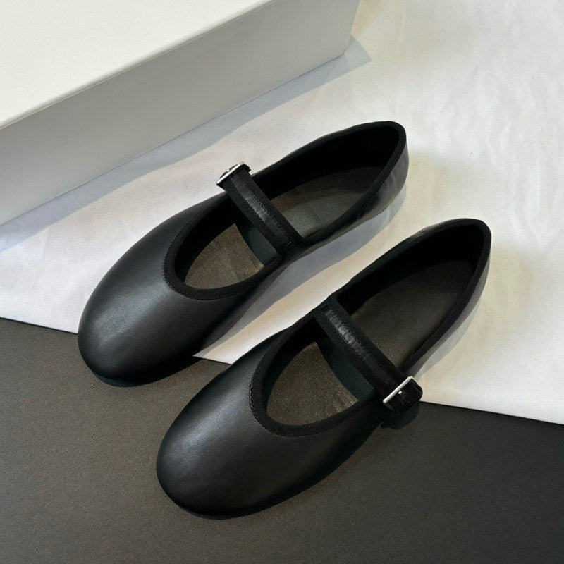 Women's Super Soft Pumps Buckle Mary Jane Retro Grandma Flat Round Women's Fashion Shoes