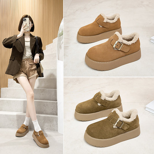 Platform Peas Fleece-lined Big Toe Pumps Women's Sports Shoes