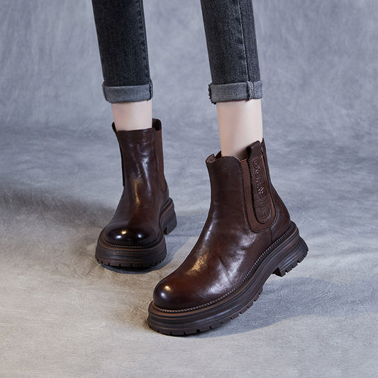 Women's Thick-soled Chelsea Smoke Pipe Single-layer Martin Boots
