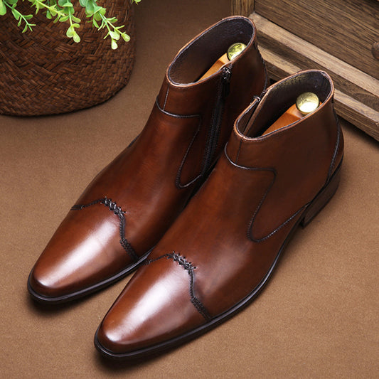 Men's Head Cowhide High British Martin Fashion Korean Boots