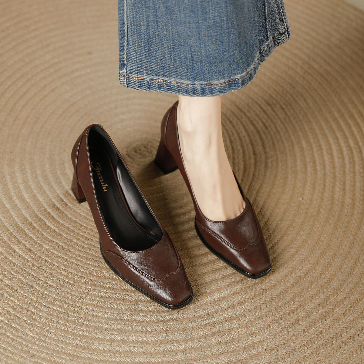Women's High Elegant Retro Square Toe Low-cut Commute Not Tired Feet Women's Fashion Shoes