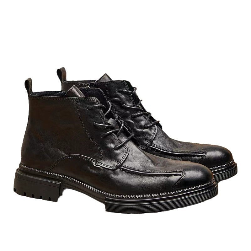 Men's First Layer Cowhide Martin Genuine Platform Boots