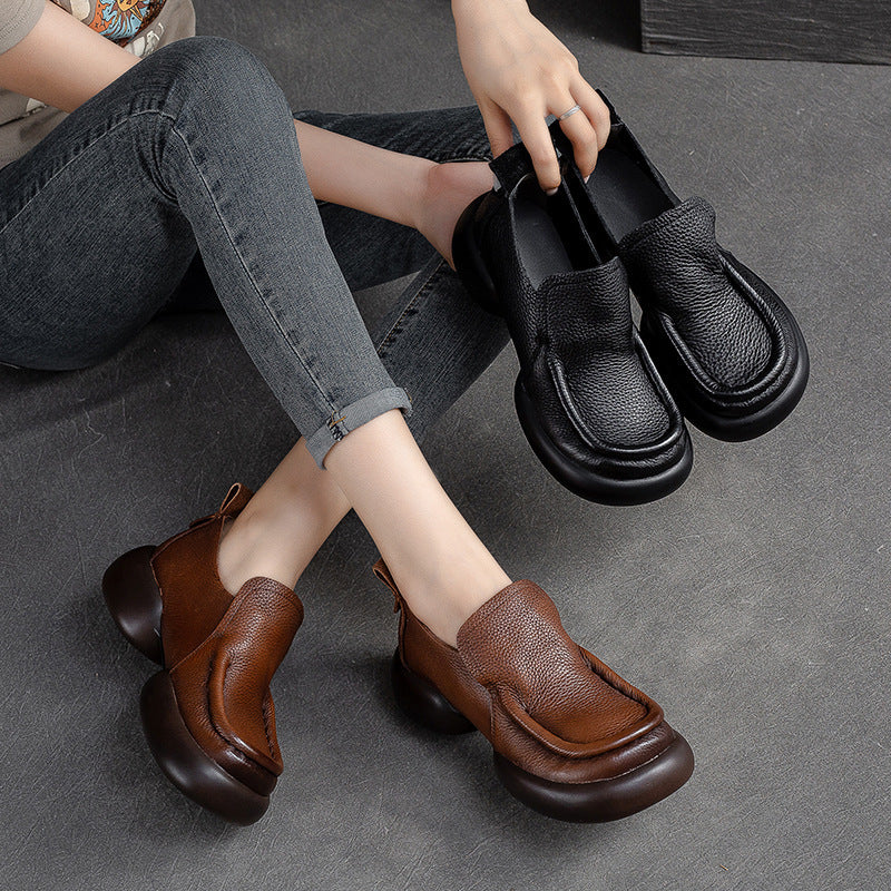 Women's Pumps Slip-on Top Layer Cowhide Versatile Loafers