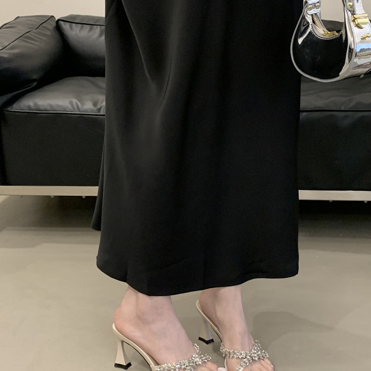 Women's Model Style High Young Rhinestone Satin Flat Slippers