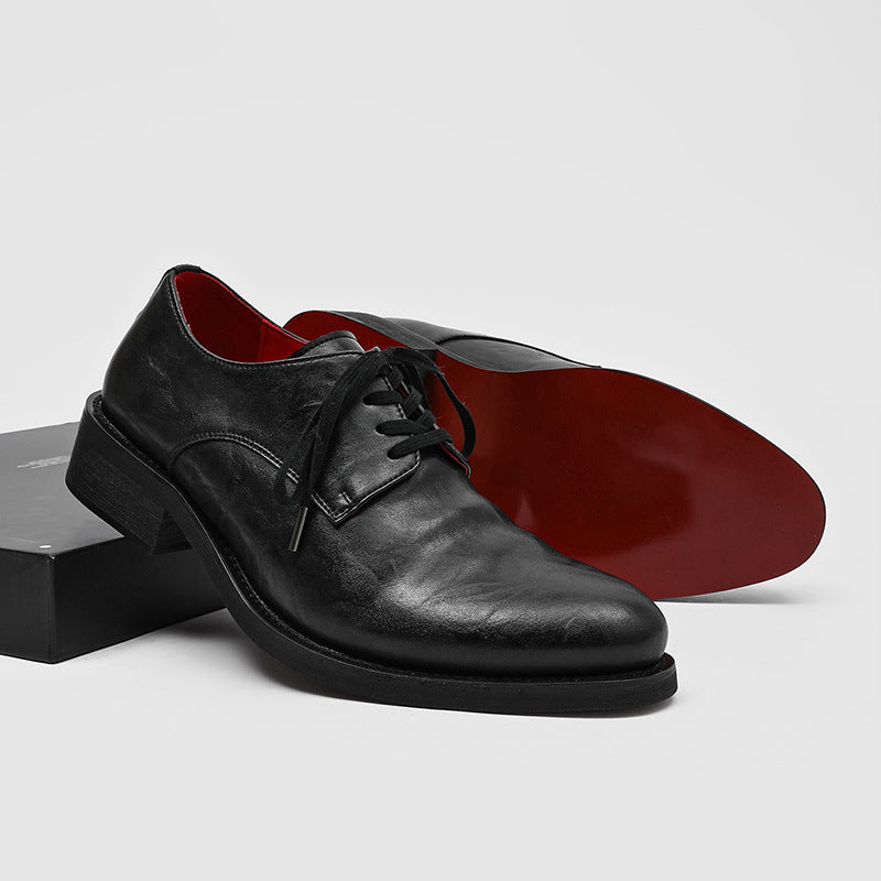 Men's Black Platform British Style Fashion Formal Business Commute Leisure Men's Casual Leather Shoes