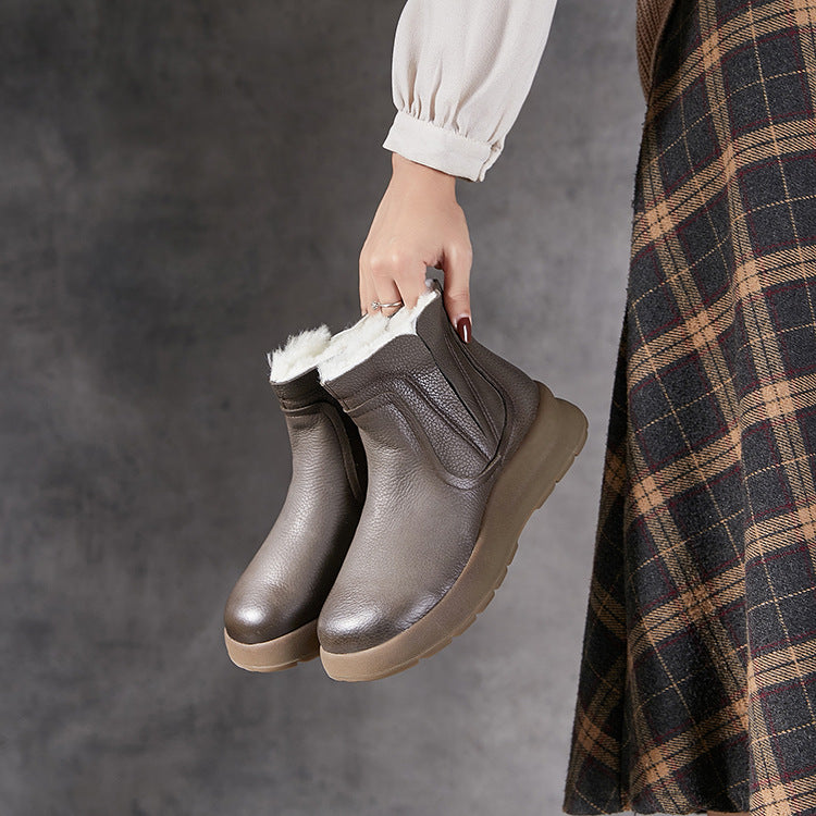 Women's Platinum Genuine Cotton Winter Round Toe Boots