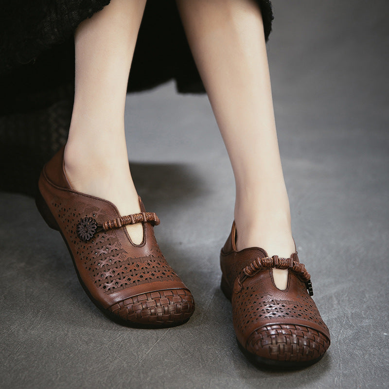 Classic Women's Retro Style Cowhide Comfortable Men's Shoes
