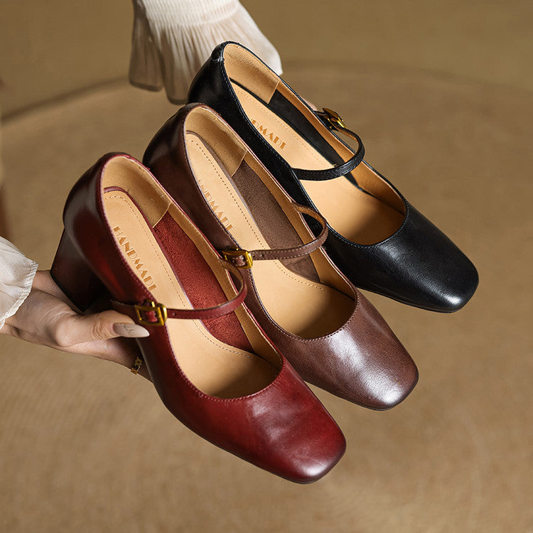 Women's Low-cut With Mary Jane Retro Chunky Heels