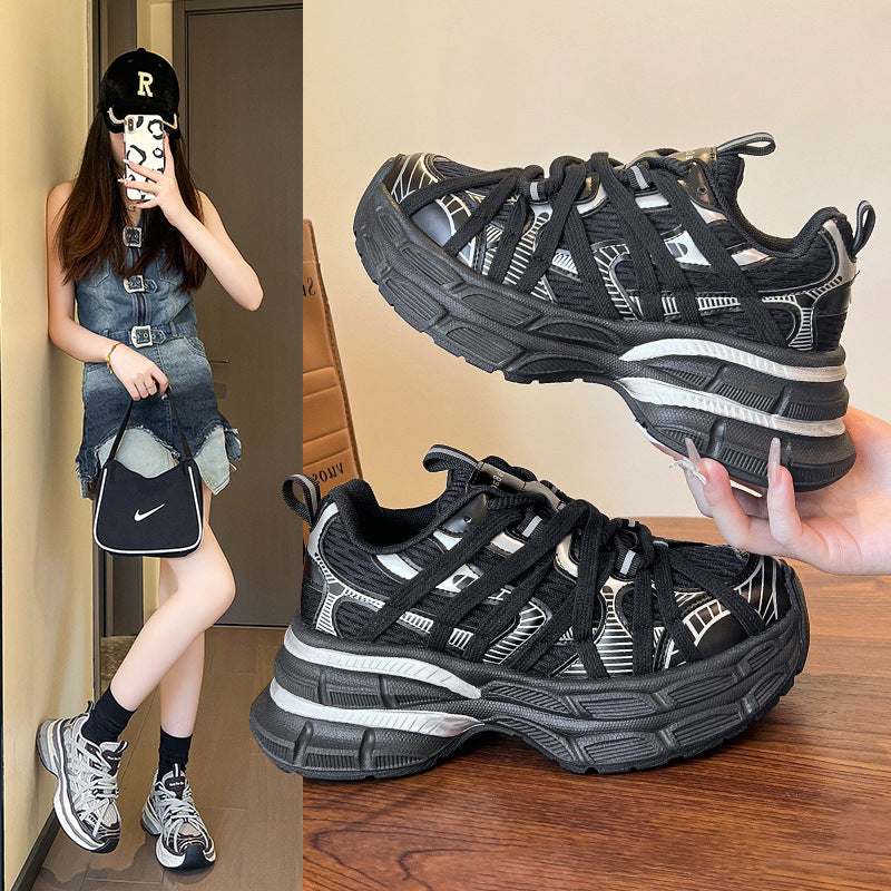 Retro Platform Breathable Mesh Surface Dad Early Autumn Lightweight Height Women's Sports Shoes
