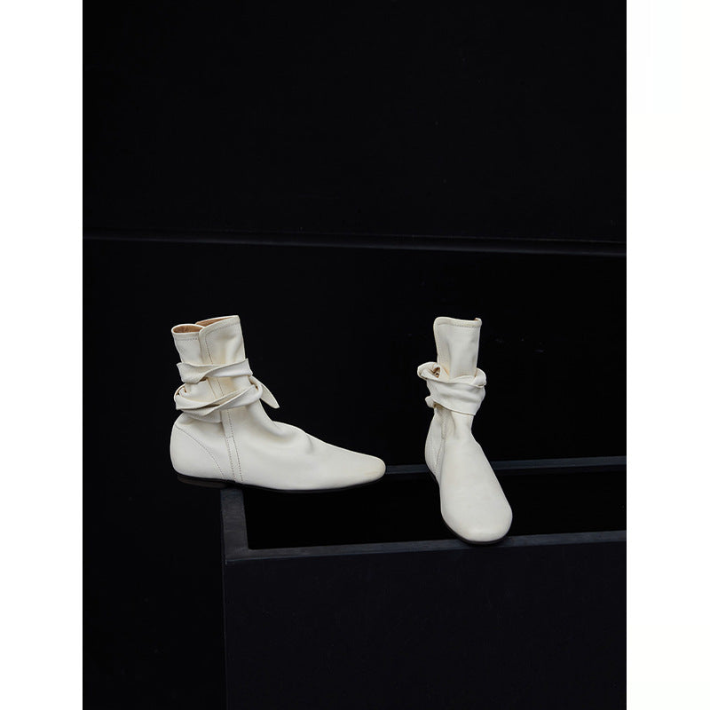 Women's Design Height Increasing Insole White Ankle Retro Chelsea Boots