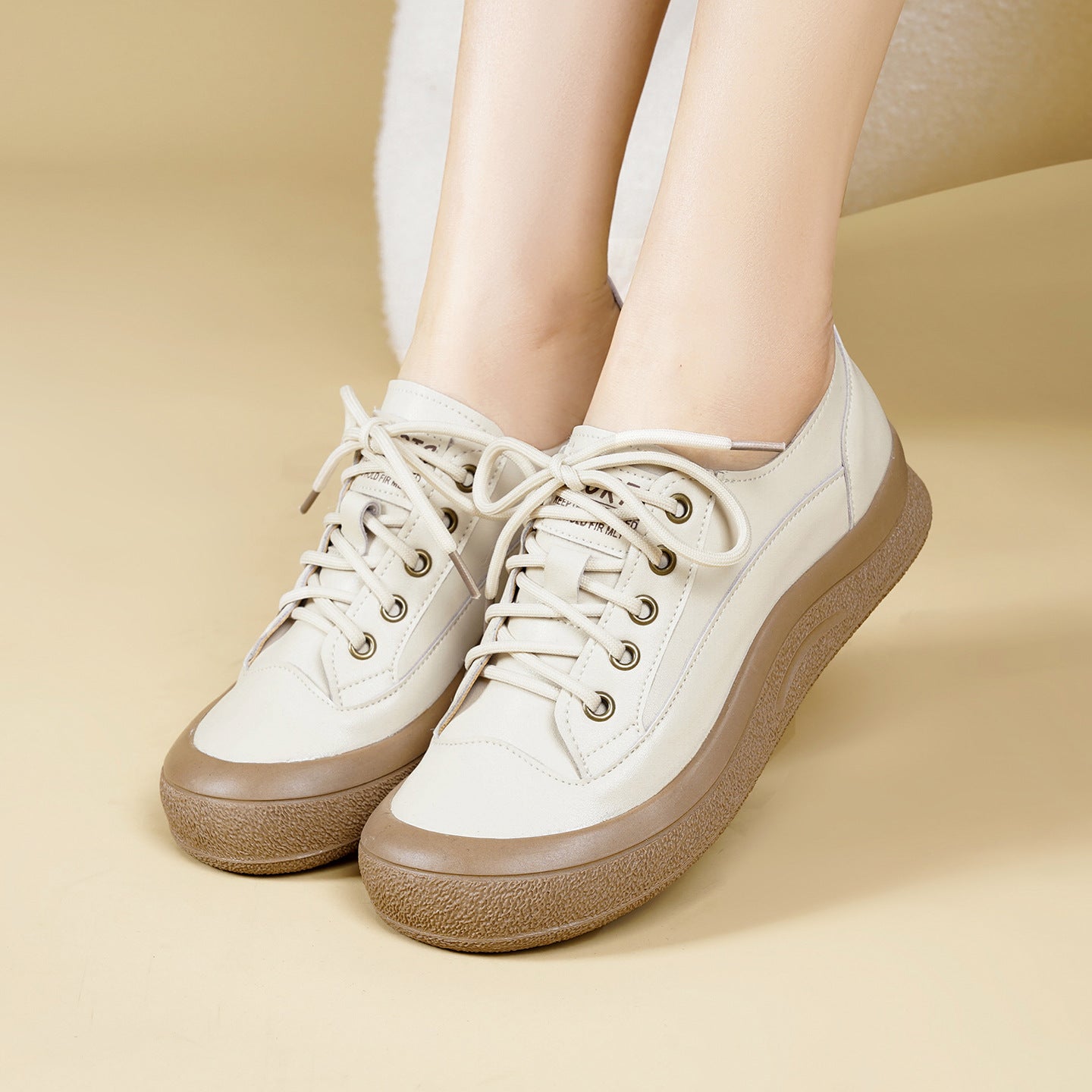 Women's White Spring Thick Bottom Sports Comfortable Women's Casual Shoes