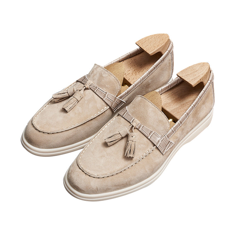 Men's Genuine Suede British Tassel Slip-on With Men's Casual Shoes