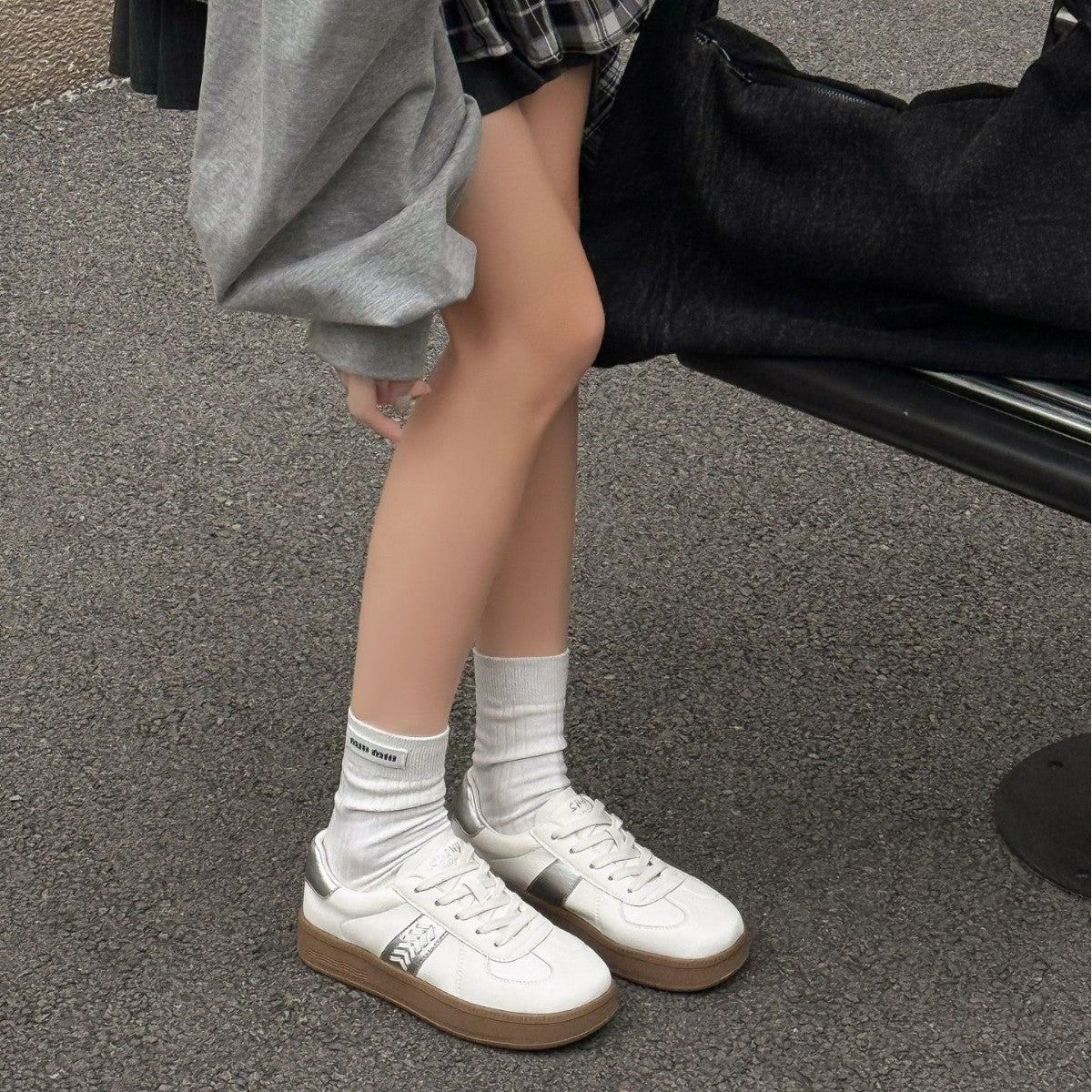 Women's Spring Round Toe Soft Bottom German Training Platform White Women's Casual Shoes