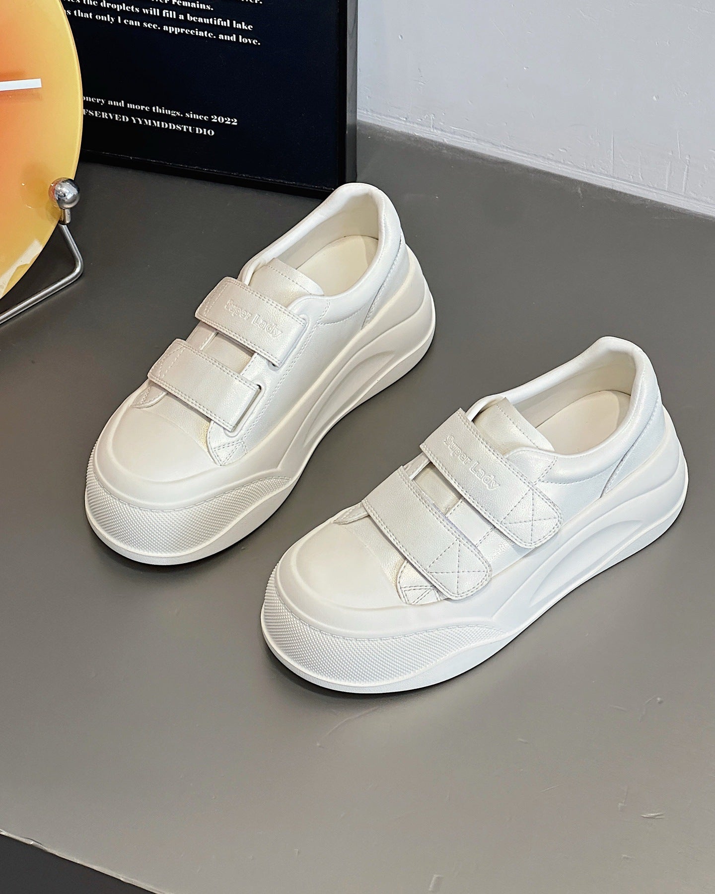 Women's Shell Toe Sports Board Velcro Platform Muffin Biscuit Women's Casual Shoes