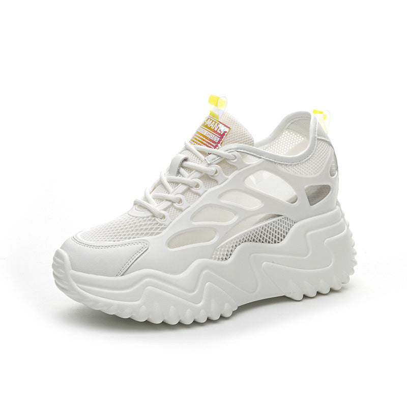 Women's Thick Bottom Wedge Platform Hidden Sports Mesh Men's Shoes