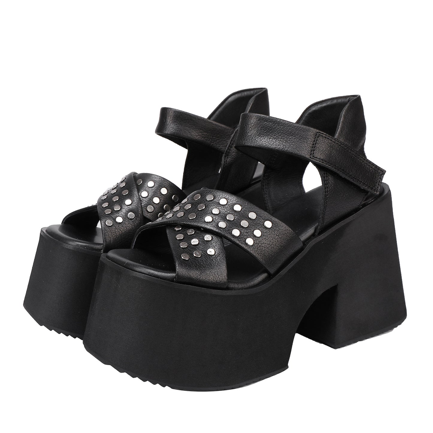 Women's Summer Pure Cowhide Small High-heeled Roman Sandals