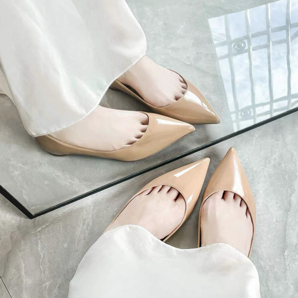 Women's French Nude Height Increasing Insole Pointed Women's Fashion Shoes