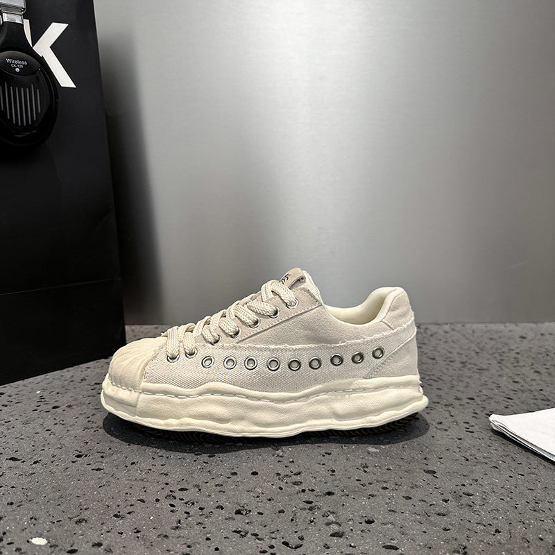 Women's & Men's Stitching Shell Toe Dissoed Design Platform Sneakers