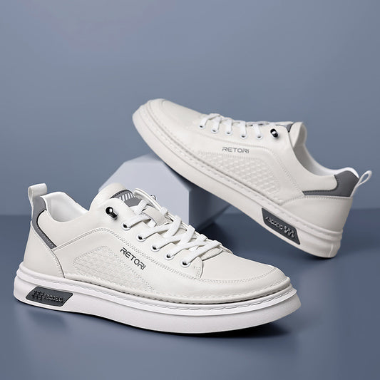 Men's Summer Fashionable Platform Versatile Breathable White Sneakers