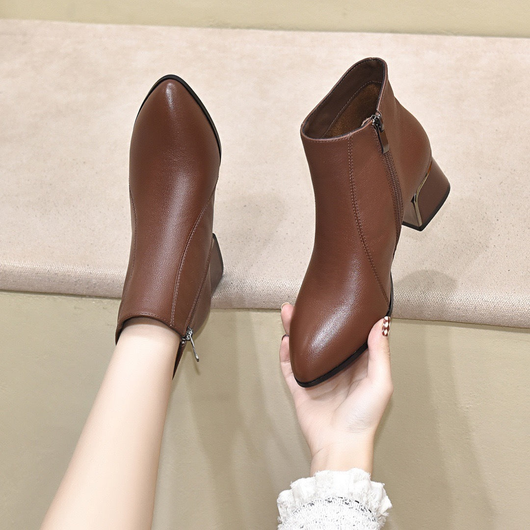 Women's Booties Plus Veet Pointed Martin Mid Women's Shoes