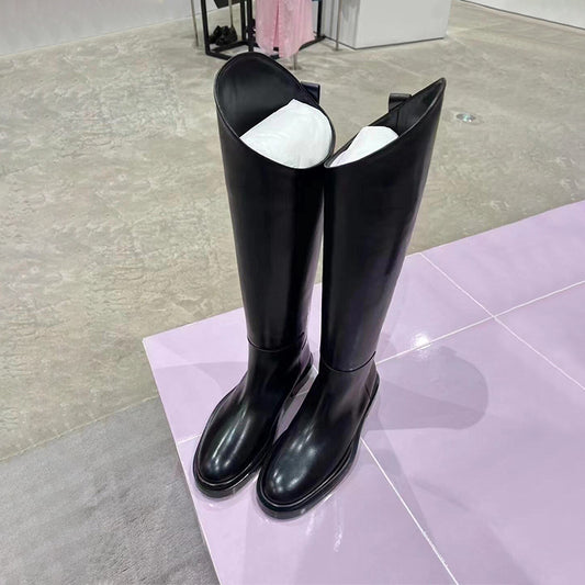 Women's Knight Thick-soled Smoke Pipe Below The Knee Long Boots