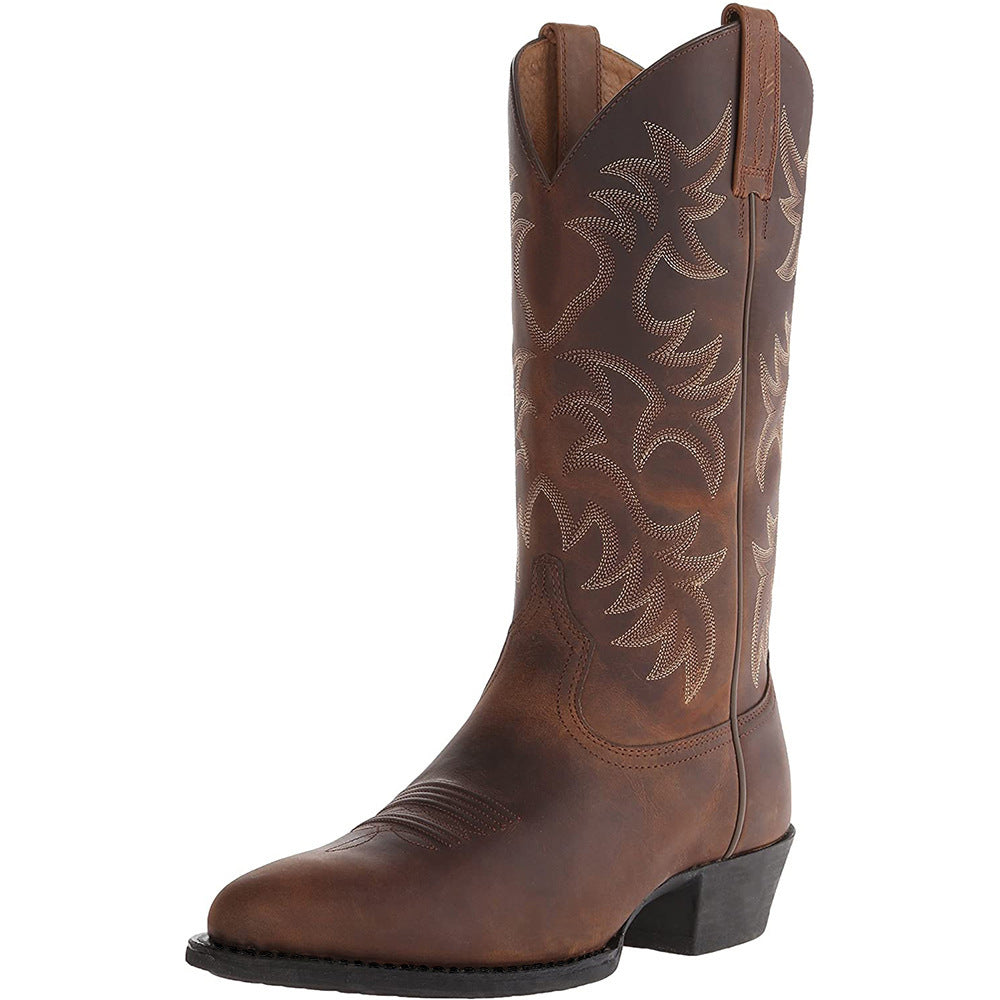 Men's High Wooden Root Love Tube Western Boots