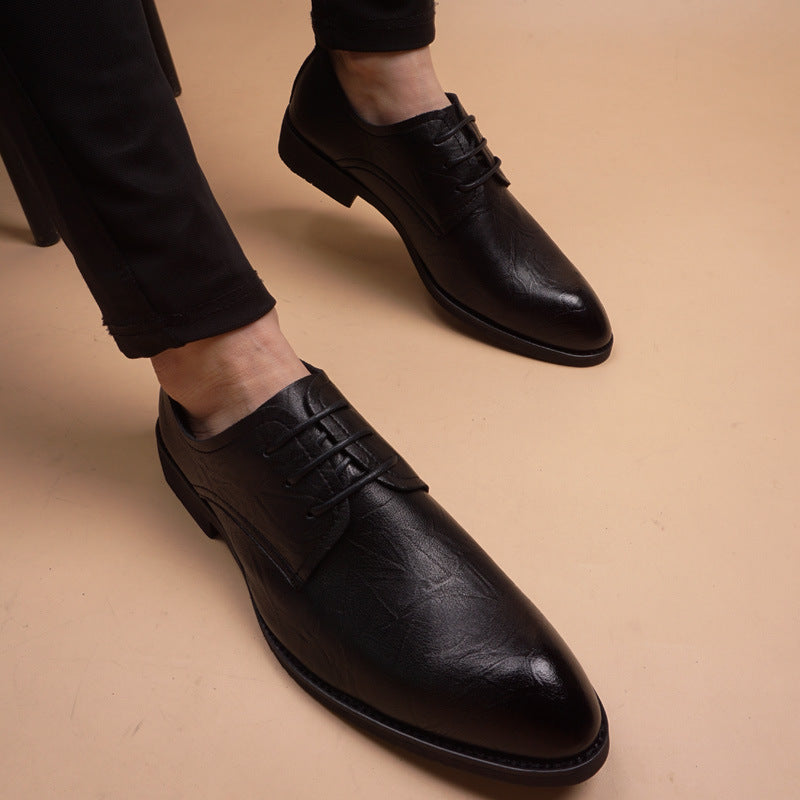 Trendy Korean Style Pointed Soft Breathable Comfortable Business Boys Leather Shoes