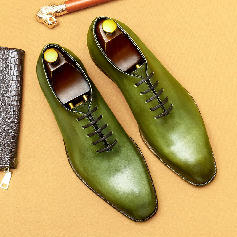 Men's Green Niche Oxford Business Formal Leather Shoes
